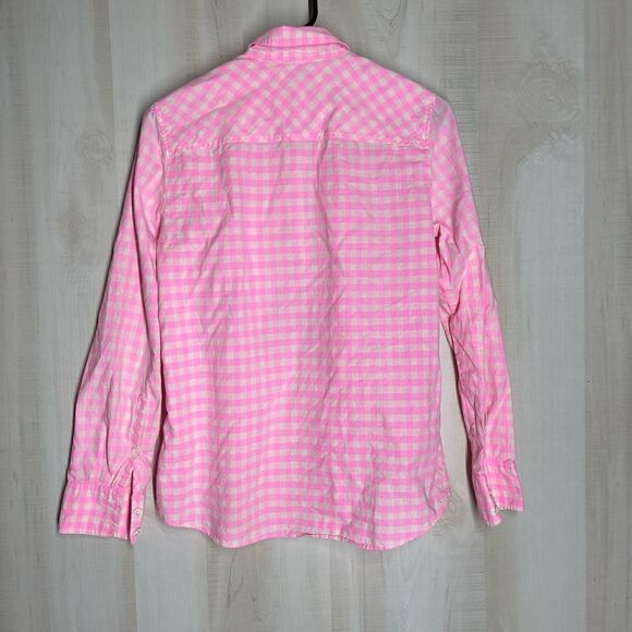 J. Crew pink and white checked long sleeve shirt, size 4 - Picture 11 of 12